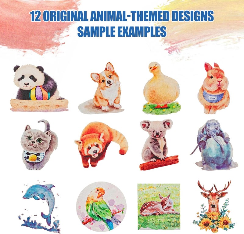 DPDPPL Watercolor Workbook, Water Coloring Book with 13 Pages 300GSM Paper, 26 Colors Watercolor Paint Set with Brush & Storage Bag, Beginner-Friendly Coloring Book for Adults - Animal Theme Art Kit - Image 5